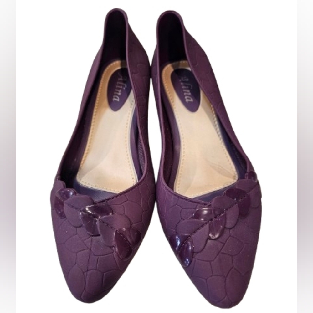 Purple Jelly Pointed Toe Flats Size 39 Waterproof Ballet Shoes Y2K Retro